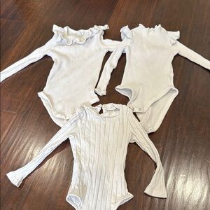 Bundle of 3 Stylish Kids White Ribbed One Piece Set